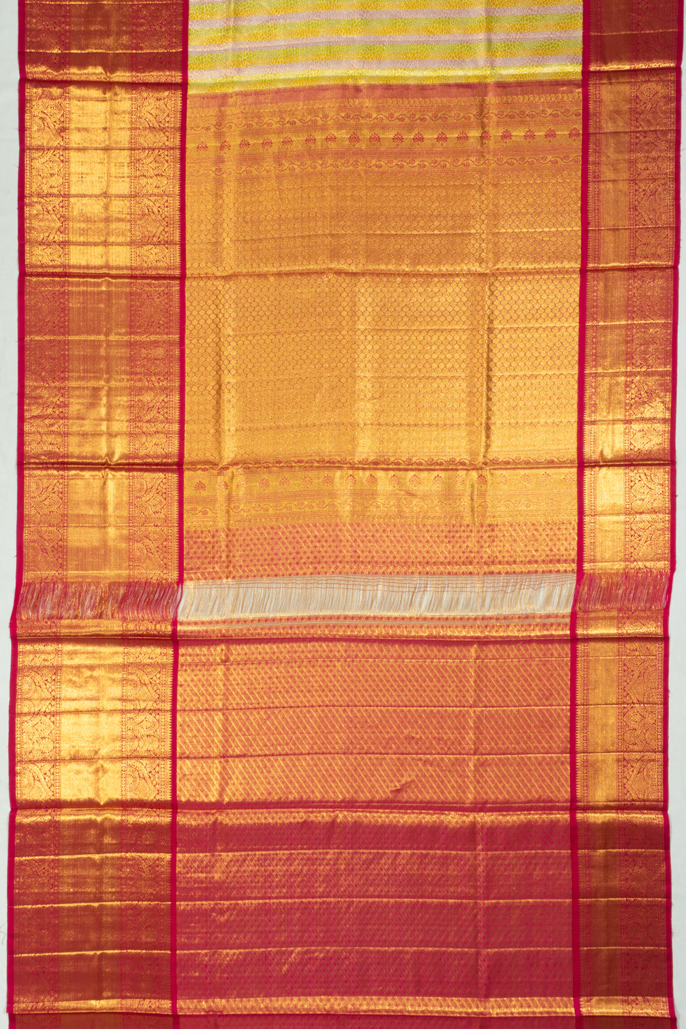 Kanchipuram Silk Tissue Brocade Multicolour Saree