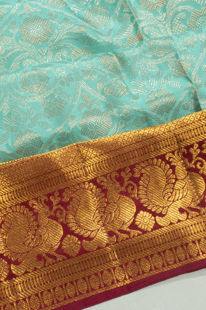 Kanchipuram Silk Tissue Brocade Sky Blue Saree