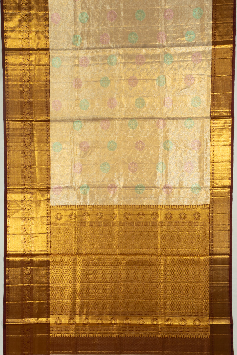 Kanchipuram Silk Tissue Brocade Gold Saree