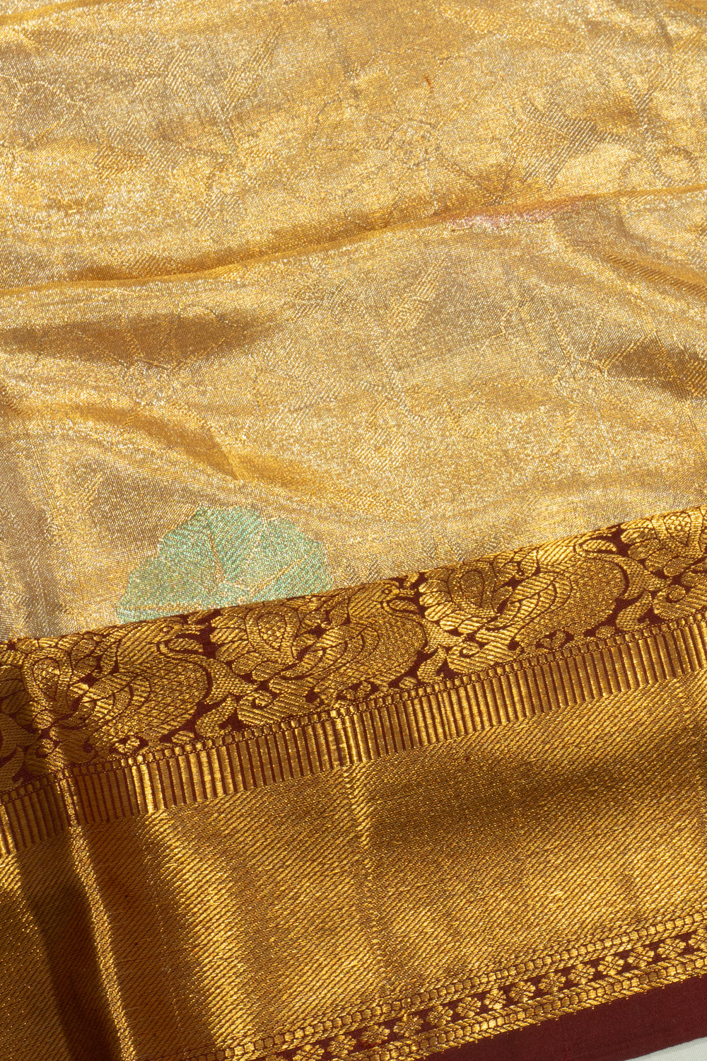 Kanchipuram Silk Tissue Brocade Gold Saree