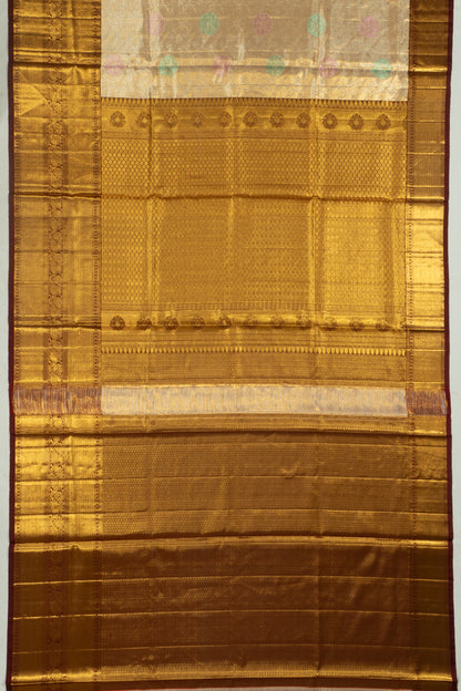 Kanchipuram Silk Tissue Brocade Gold Saree