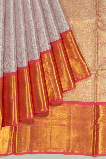 Kanchipuram Silk Tissue Brocade Lavender Saree