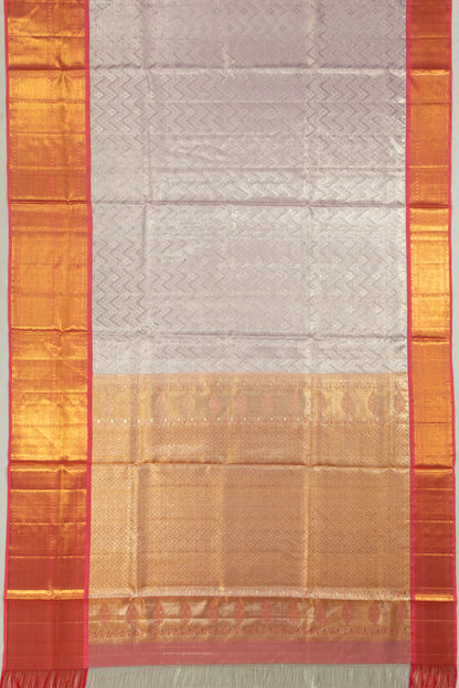 Kanchipuram Silk Tissue Brocade Lavender Saree