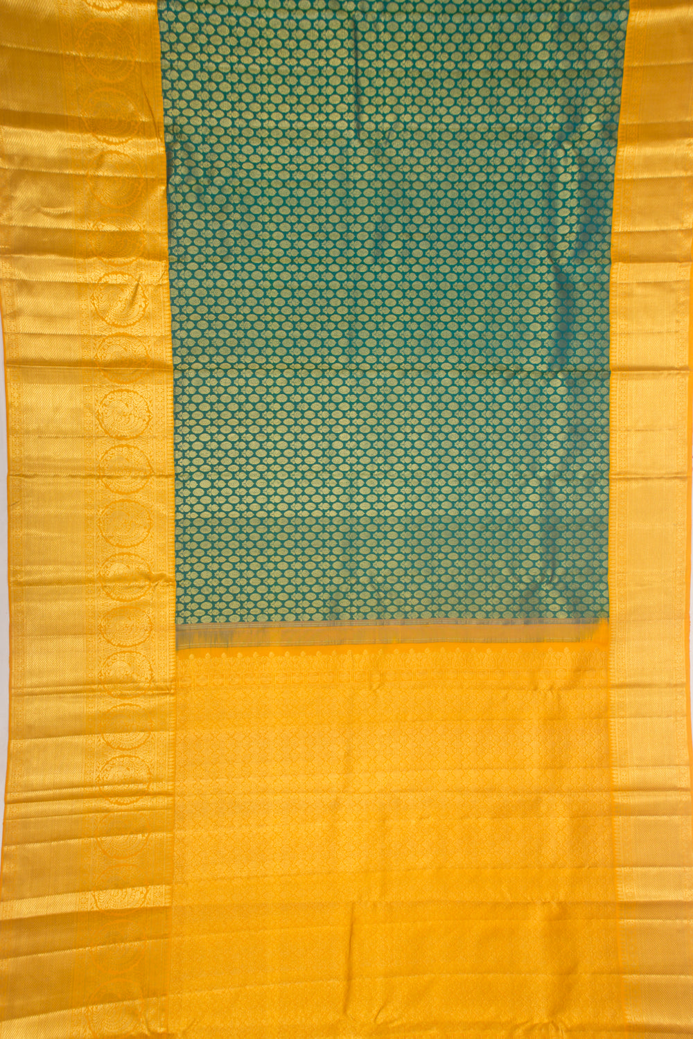 Kanchipuram Silk Brocade Teal Green Saree