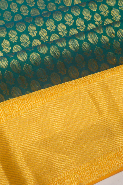 Kanchipuram Silk Brocade Teal Green Saree
