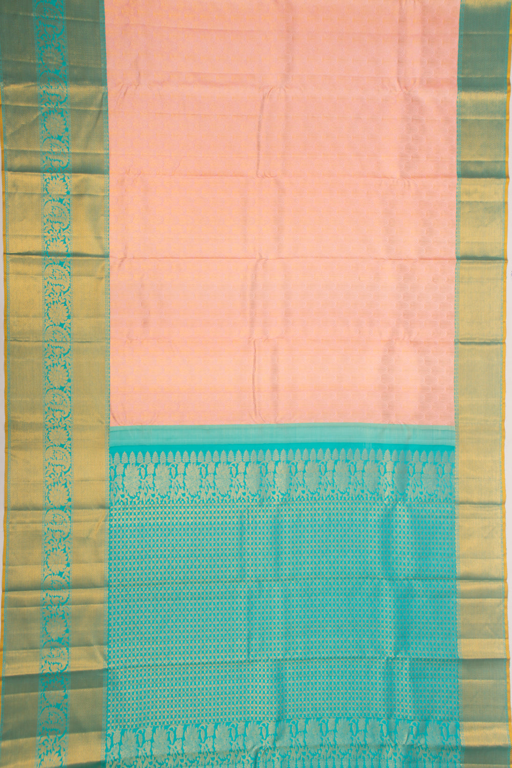 Kanchipuram Silk Brocade Peach Saree