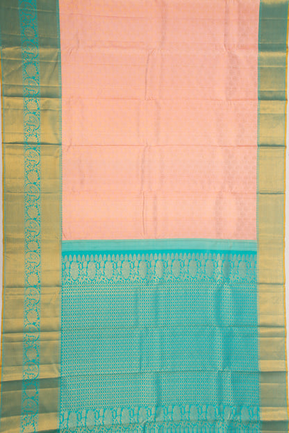 Kanchipuram Silk Brocade Peach Saree