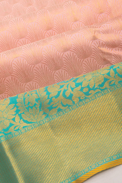 Kanchipuram Silk Brocade Peach Saree
