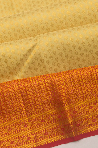 Kanchipuram Silk Brocade Lemon Yellow Saree