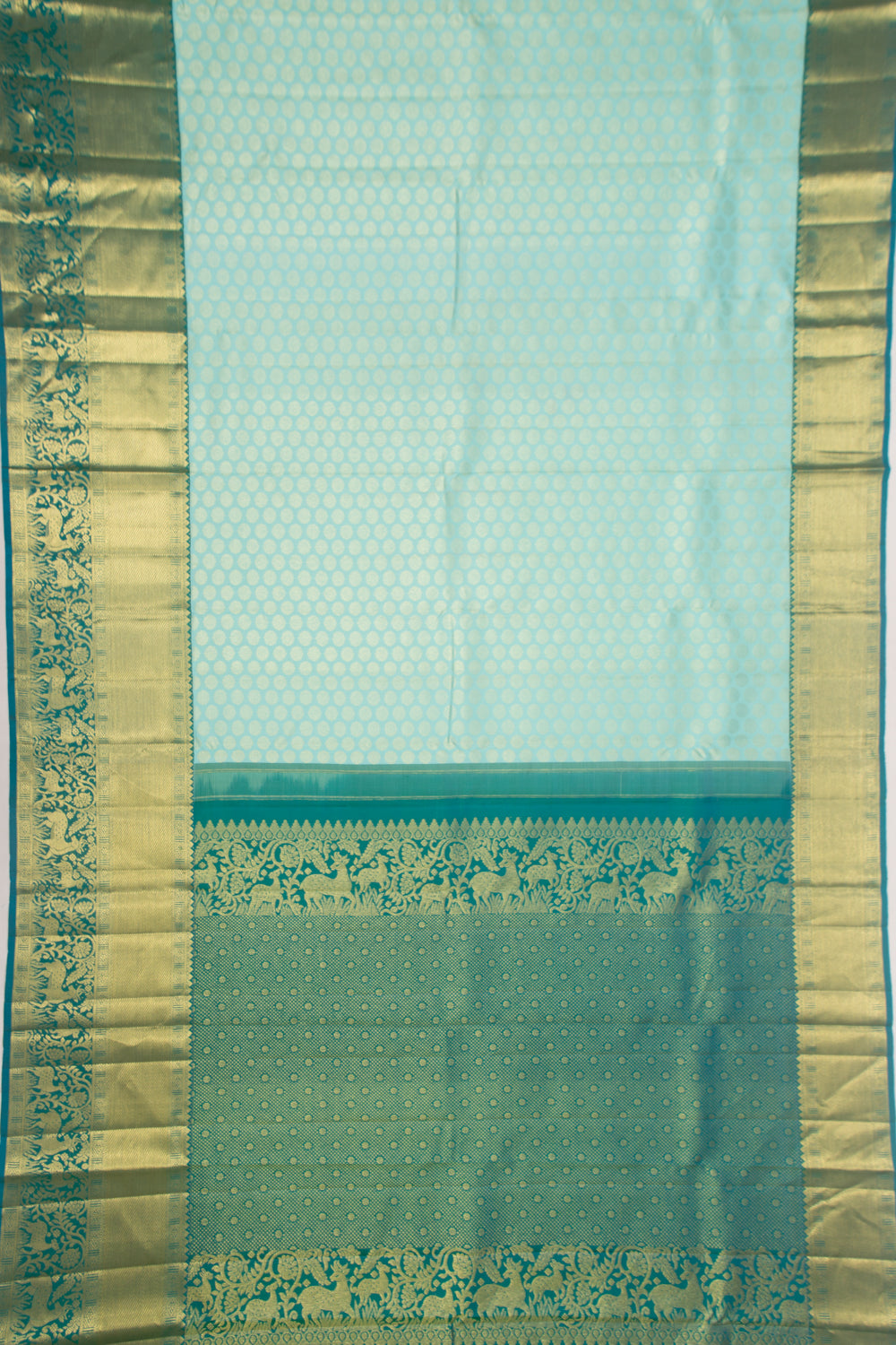 Kanchipuram Silk Brocade Sky Blue Saree