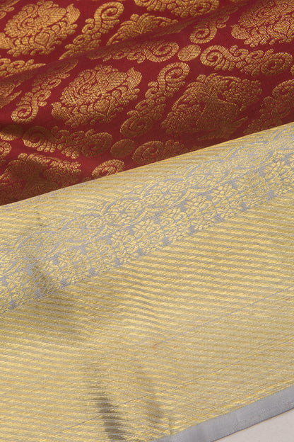 Kanchipuram Silk Brocade Maroon Saree