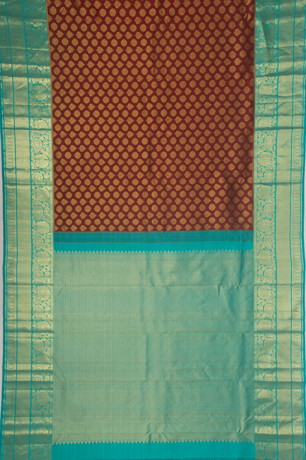 Kanchipuram Silk Brocade Brown Saree