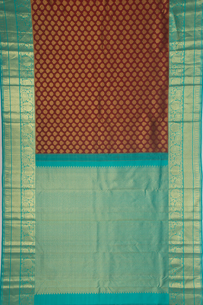 Kanchipuram Silk Brocade Brown Saree