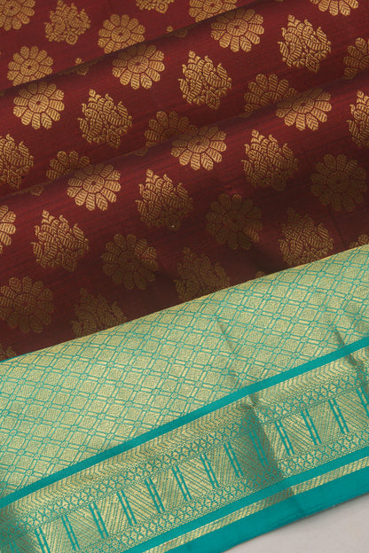 Kanchipuram Silk Brocade Brown Saree