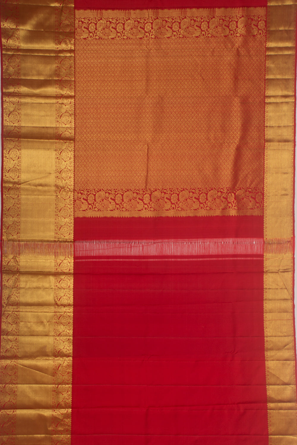 Kanchipuram Silk Horizontal Lines and Butta Mehendi Green Saree