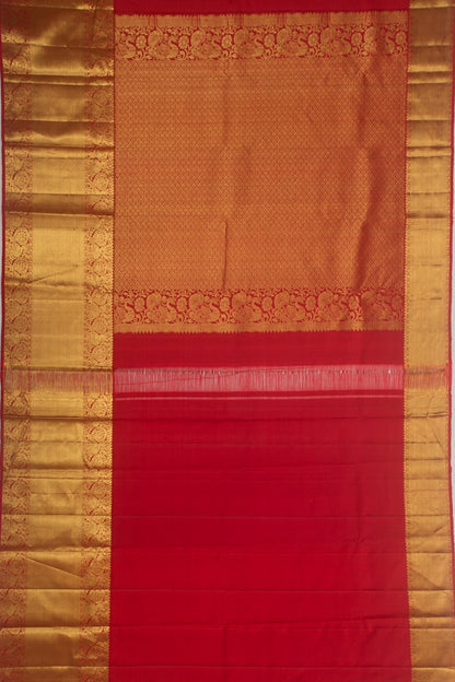 Kanchipuram Silk Horizontal Lines and Butta Mehendi Green Saree