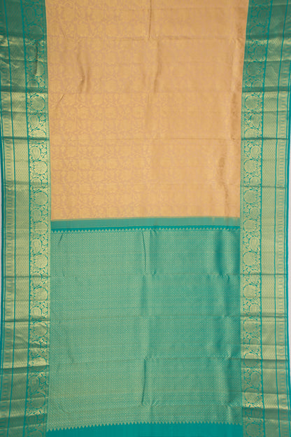 Kanchipuram Silk Jaal Cream Saree