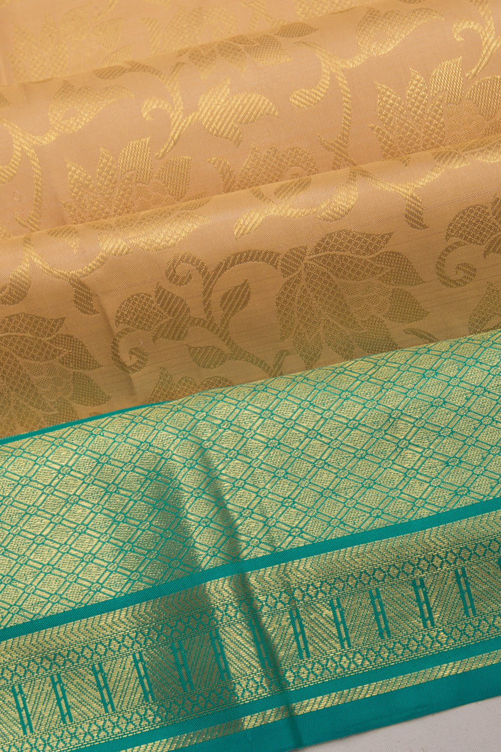 Kanchipuram Silk Jaal Cream Saree