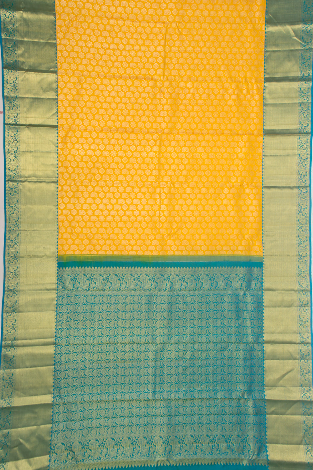 Kanchipuram  Silk Brocade Yellow Saree