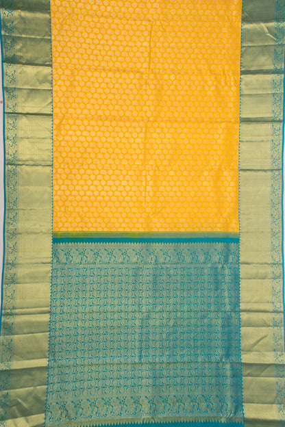 Kanchipuram  Silk Brocade Yellow Saree