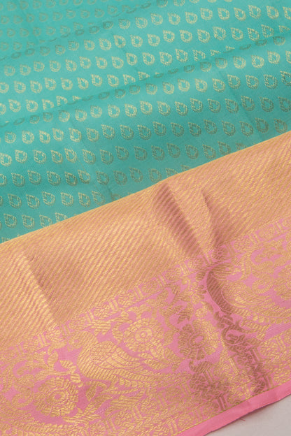 Kanchipuram Silk Brocade Pastel Blue Saree