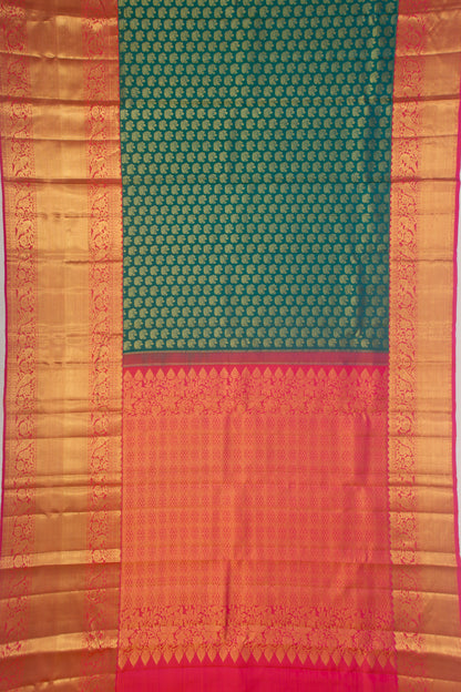 Kanchipuram Silk Brocade Peacock Blue Saree
