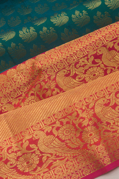 Kanchipuram Silk Brocade Peacock Blue Saree