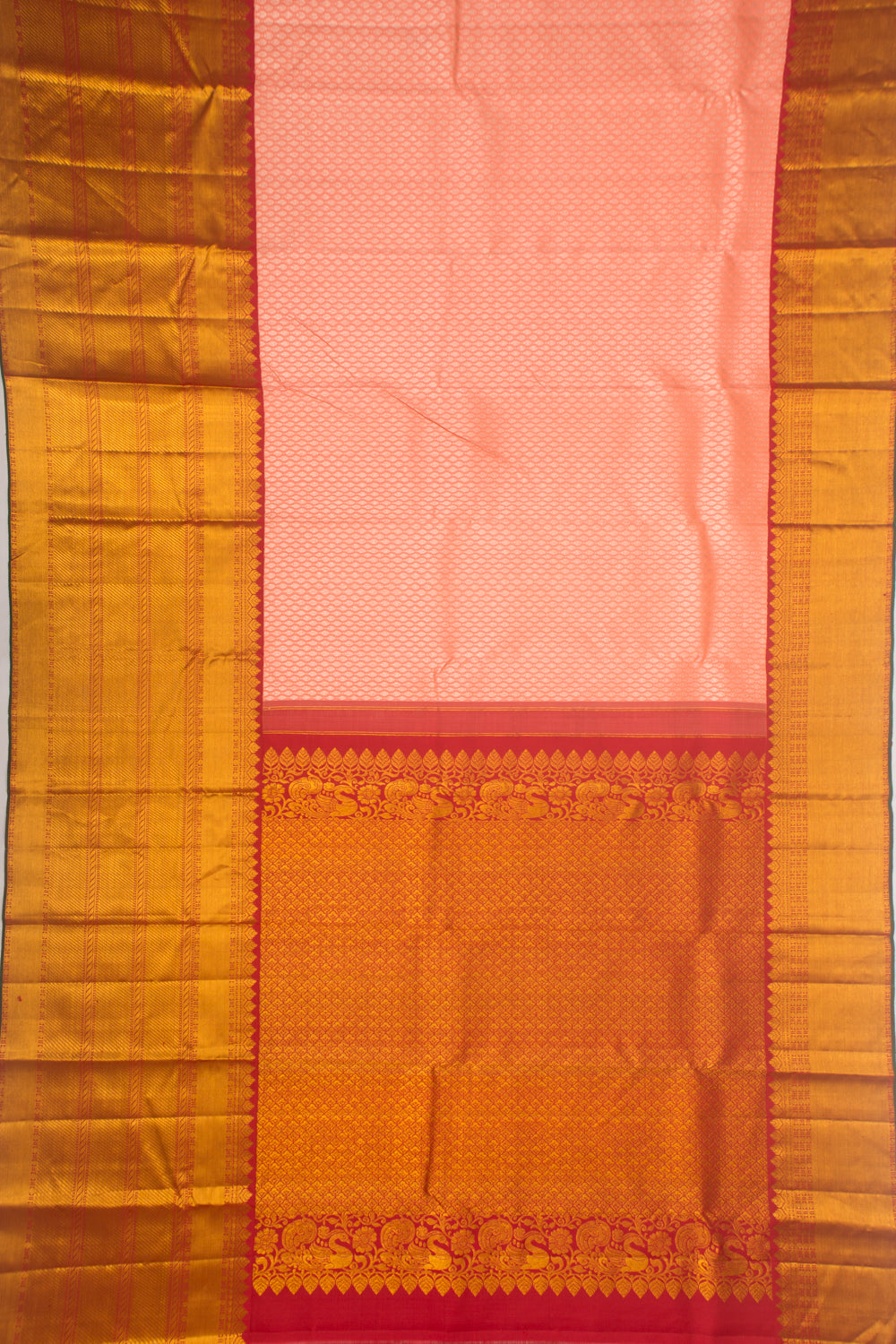 Kanchipuram Silk Brocade Peach Saree