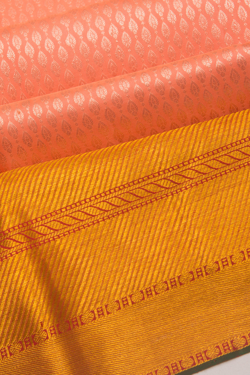 Kanchipuram Silk Brocade Peach Saree
