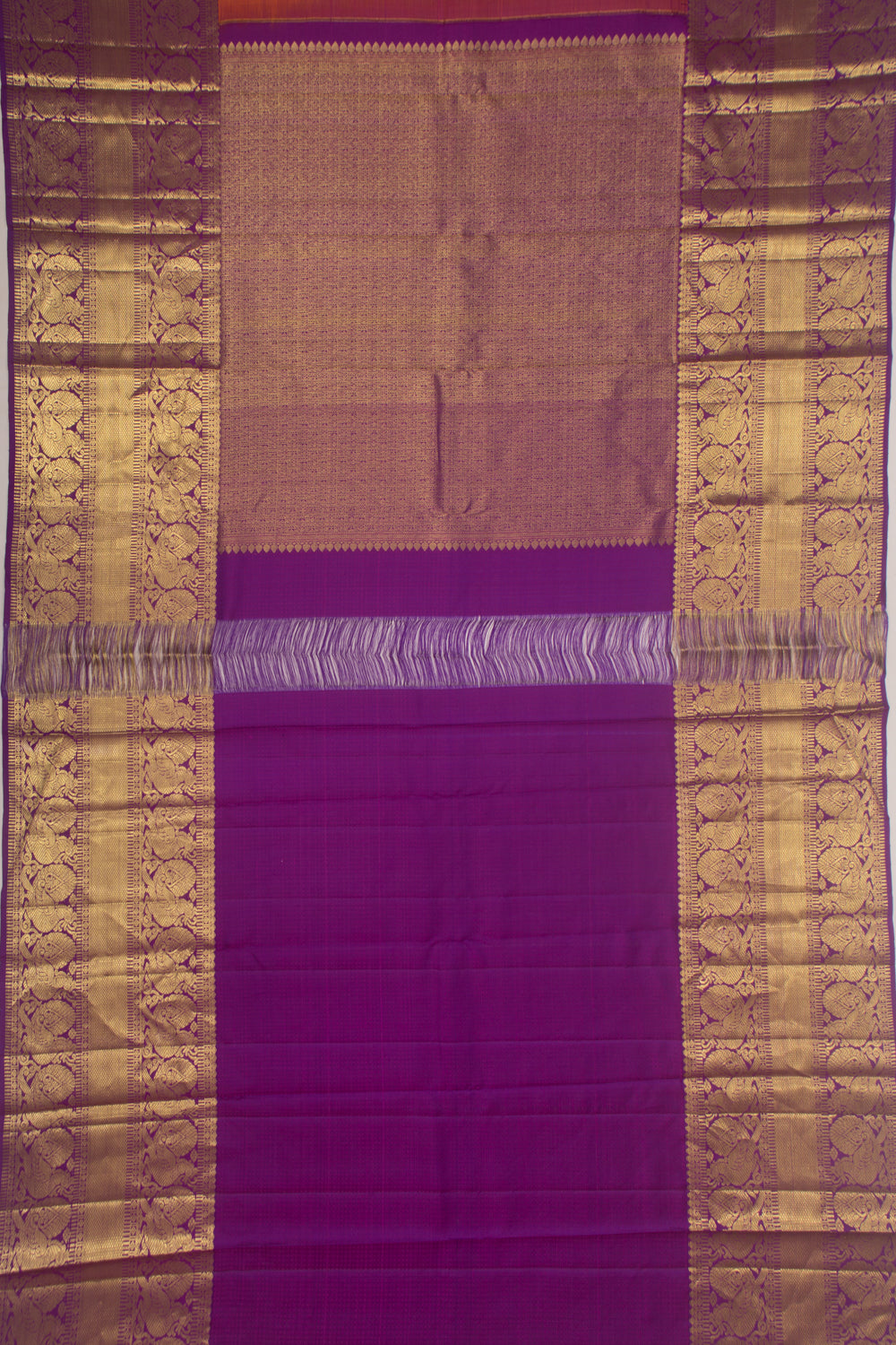Kanchipuram Silk Brocade Orange Saree