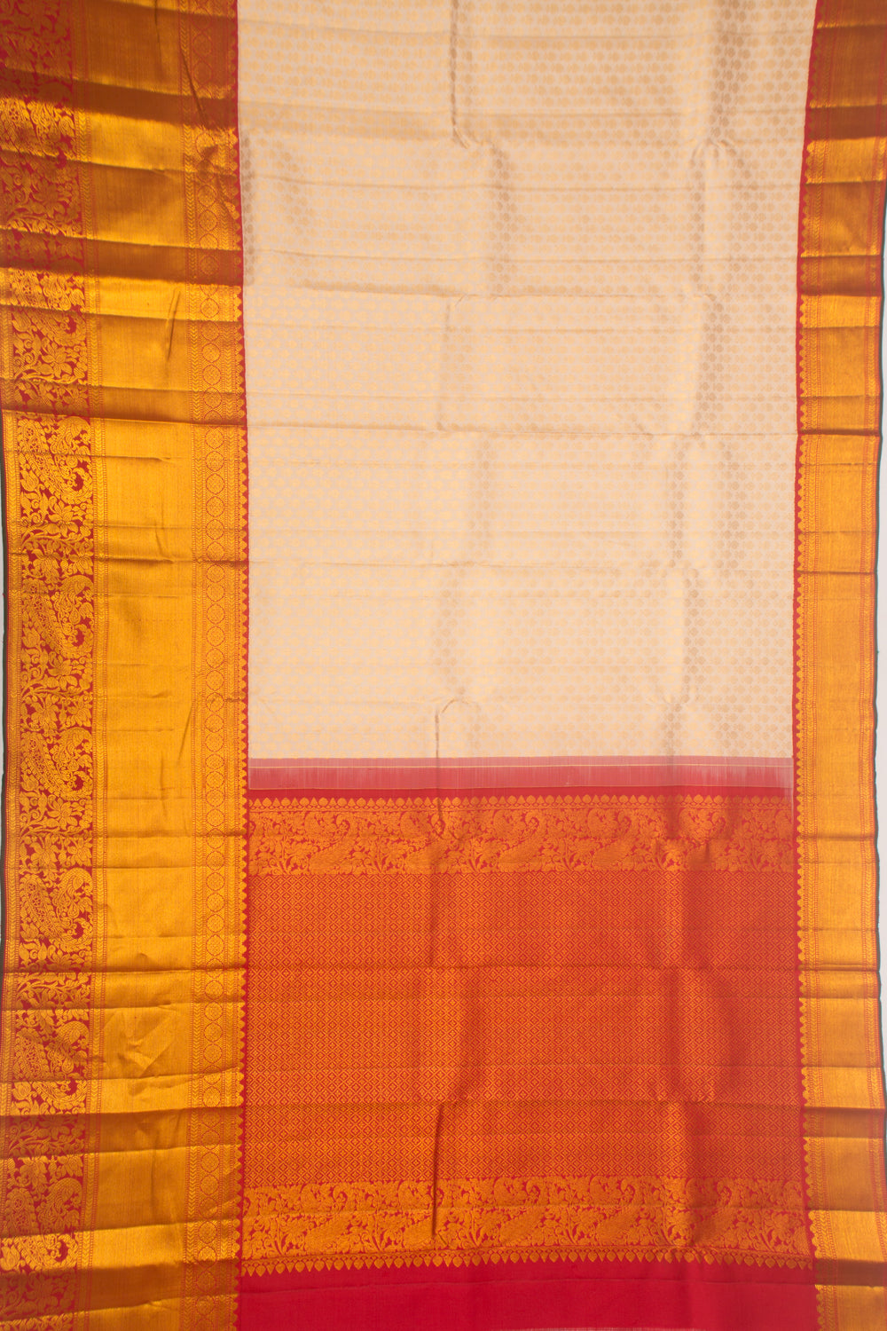 Kanchipuram Silk Brocade Cream Saree