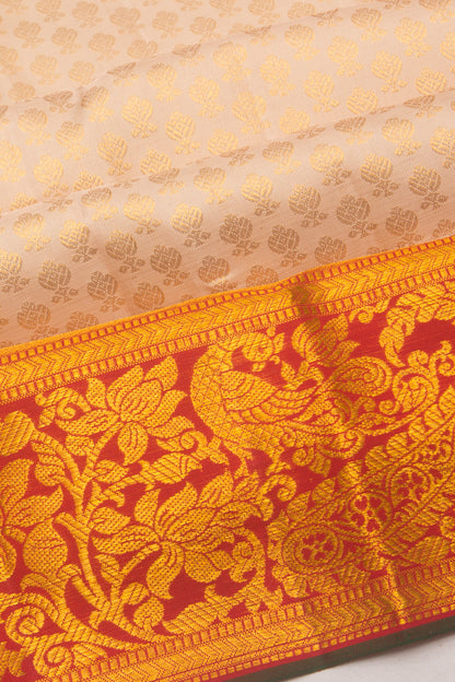 Kanchipuram Silk Brocade Cream Saree