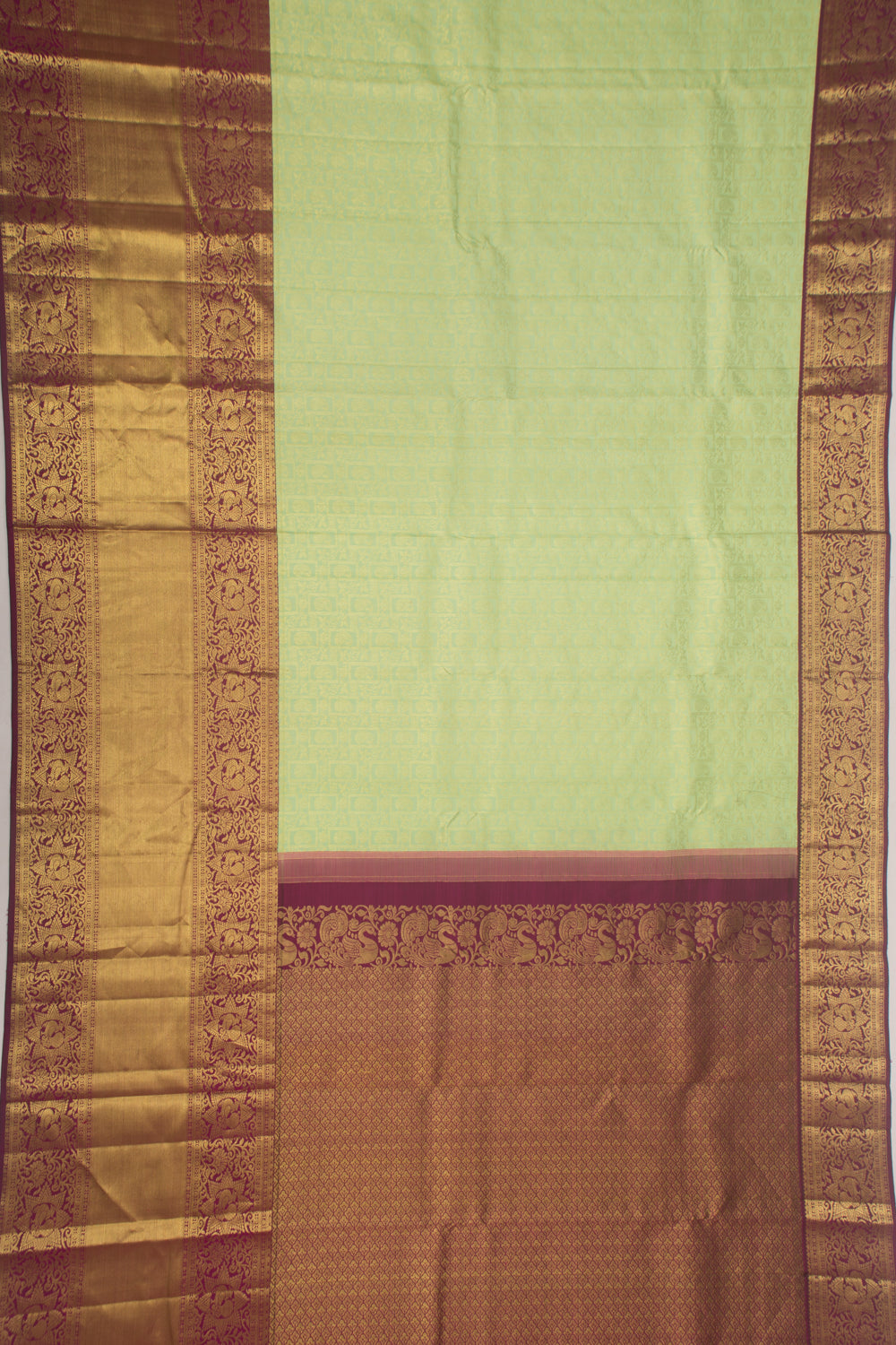 Taranga Kanchi Silk Brocade and Butta Pastel Green Saree