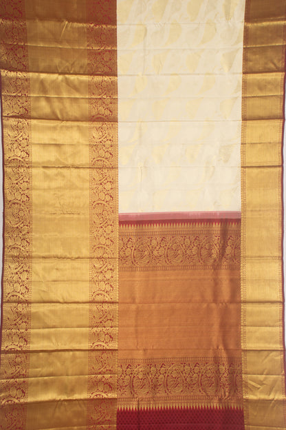 Kanchipuram Silk Butta Cream Saree