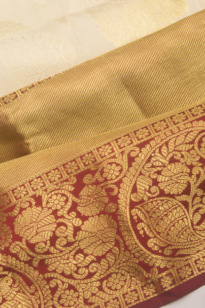Kanchipuram Silk Butta Cream Saree