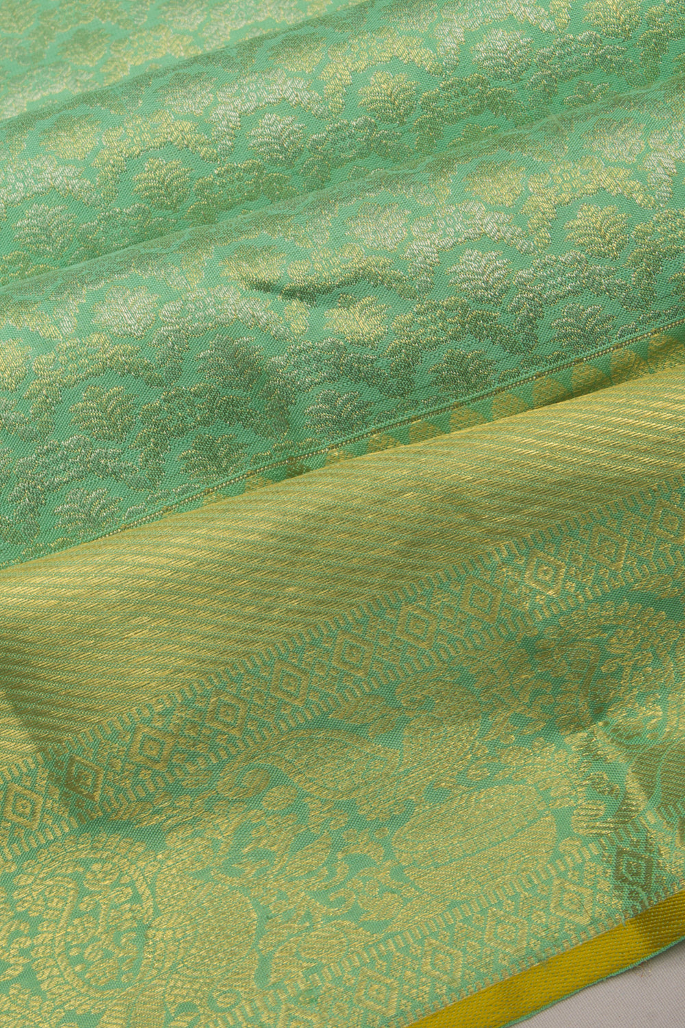 Taranga Kanchi Silk Brocade Butta Green Saree