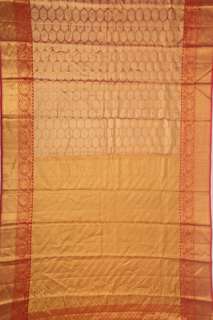 Kanchipuram Silk Tissue brocade Orange Saree
