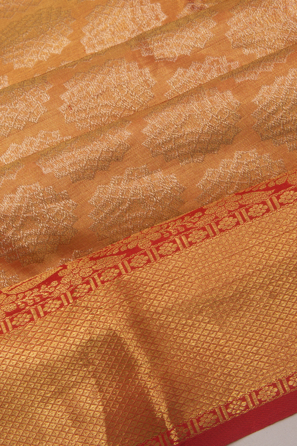 Kanchipuram Silk Tissue brocade Orange Saree