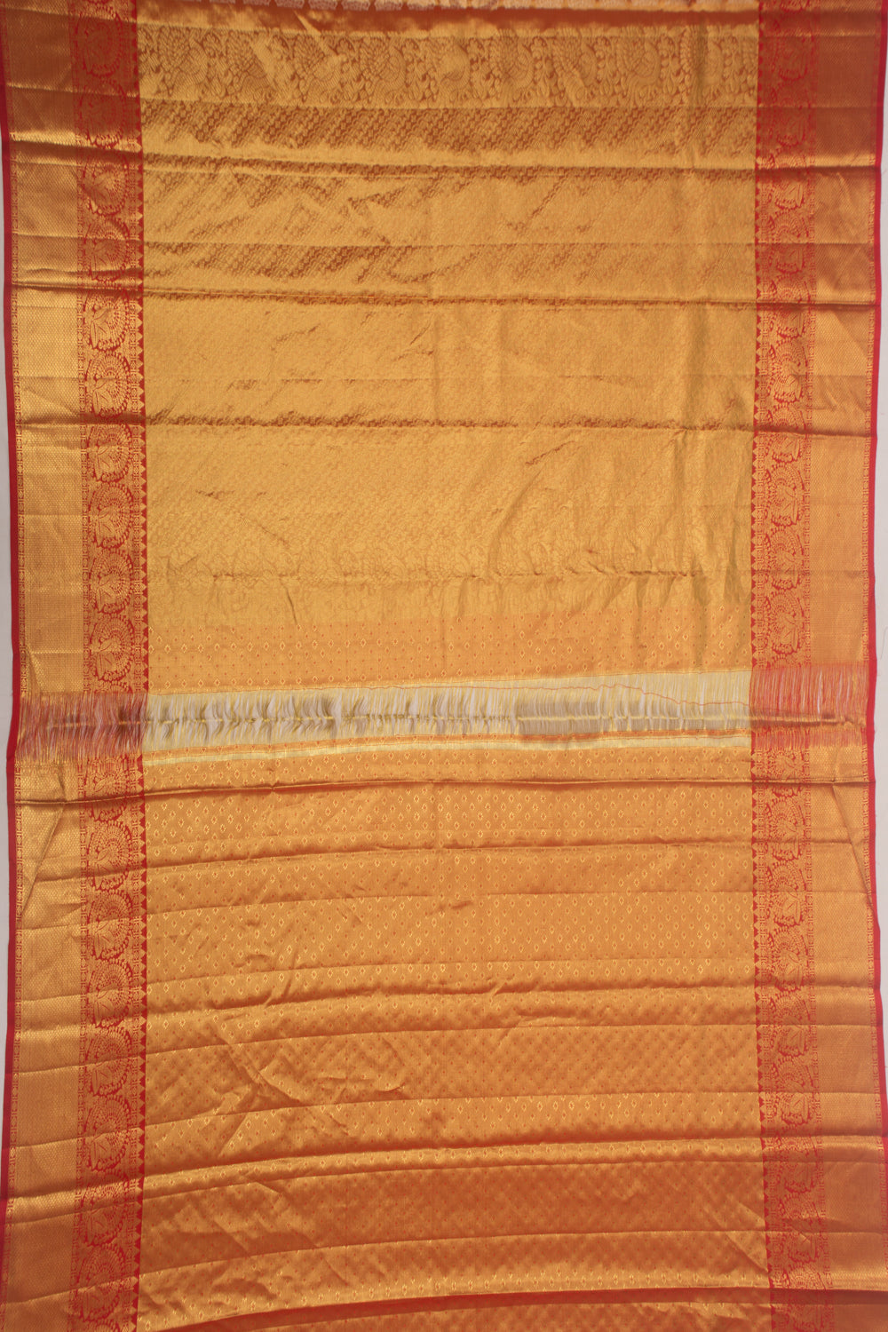 Kanchipuram Silk Tissue brocade Orange Saree