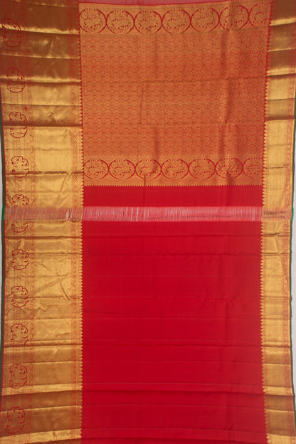 Kanchipuram Silk Vertical Lines and Butta Cream Saree