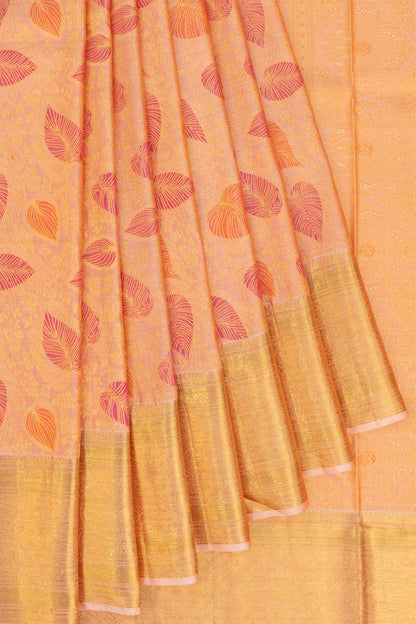 Kanchipuram Silk Brocade Peach Saree