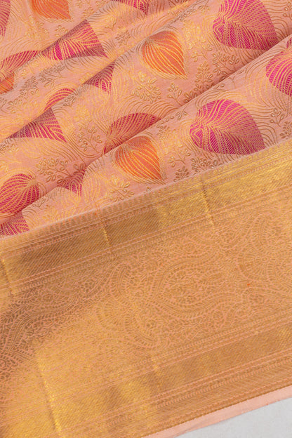 Kanchipuram Silk Brocade Peach Saree