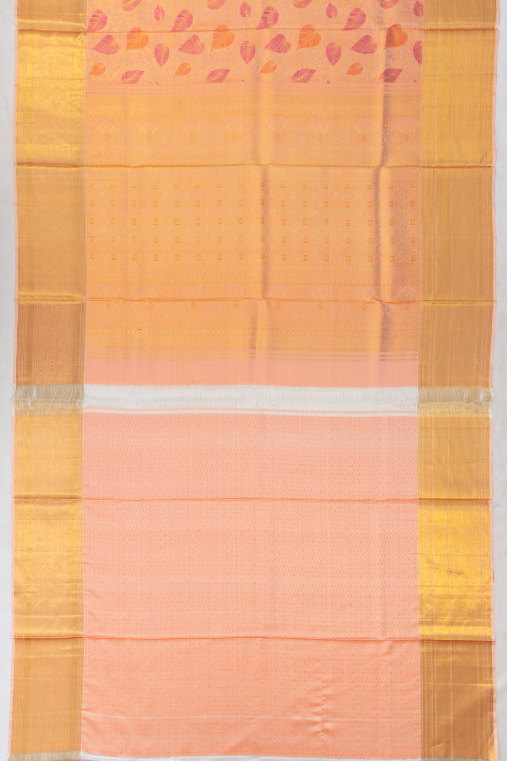 Kanchipuram Silk Brocade Peach Saree