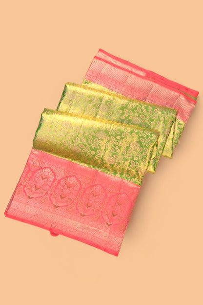 Taranga Kanchi Silk Tissue Brocade Green Saree