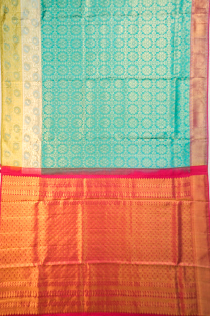 Taranga Kanchi Silk Brocade Blue Saree With Ganga Jamuna Border