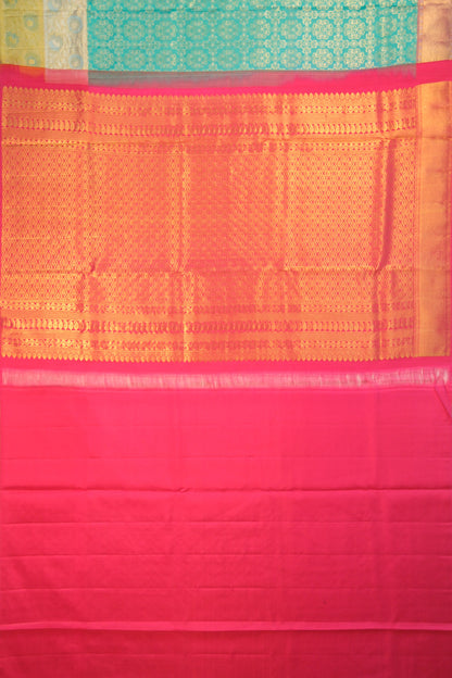 Taranga Kanchi Silk Brocade Blue Saree With Ganga Jamuna Border