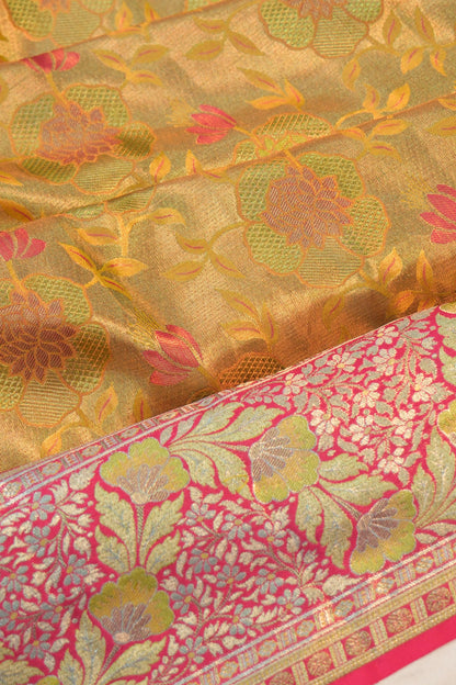 Taranga Kanchi Silk Tissue Brocade Gold Saree