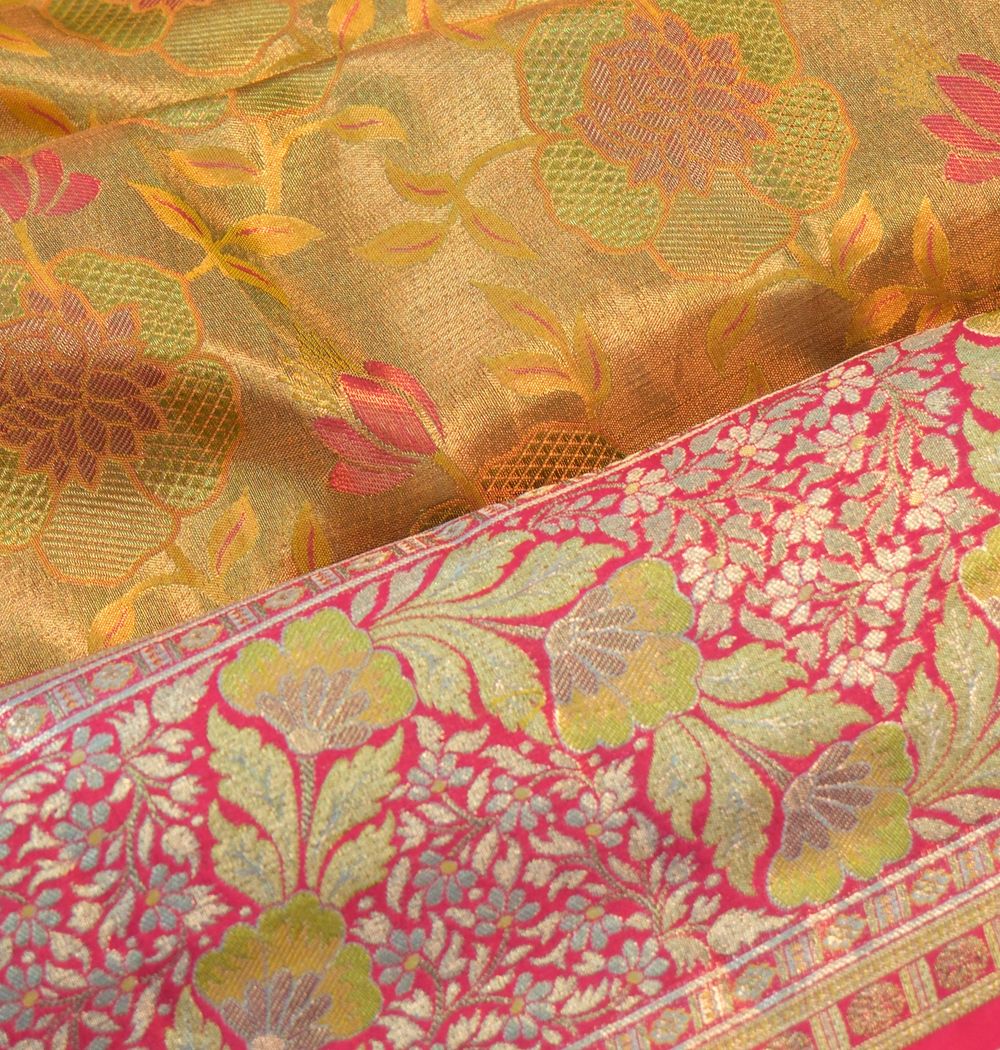 Taranga Kanchi Silk Tissue Brocade Gold Saree
