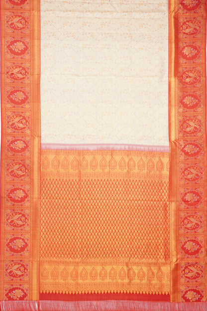 Taranga Kanchi Silk Brocade Cream Saree