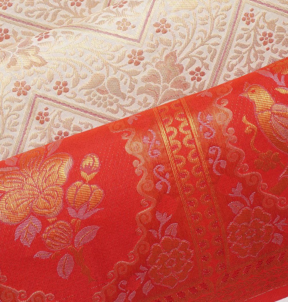Taranga Kanchi Silk Brocade Cream Saree